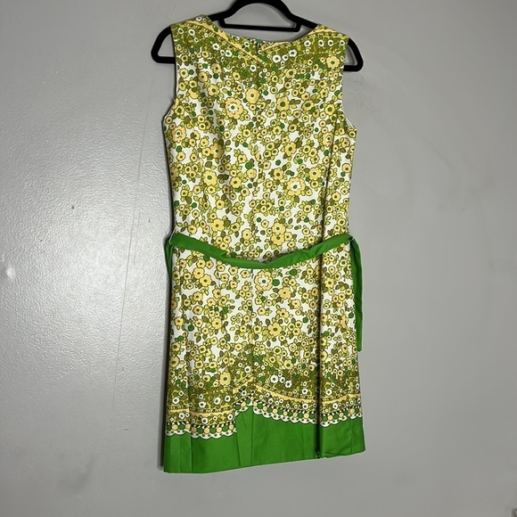 Vintage 60s Alex Coleman Mod floral cotton blend shift dress w belt medium - Picture 4 of 4